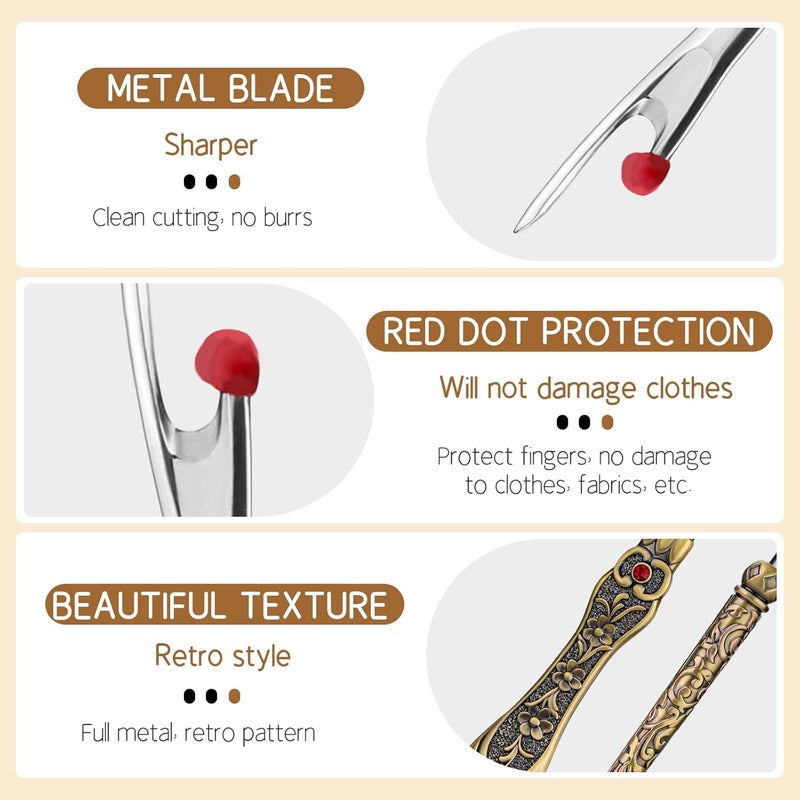 ZMAAGG Vintage Seam Rippers, Stitch Remover Tool, Thread Ripper, Metal Seam Rippers for Sewing Needle Work Hand Sewing Knitting Craft - Image 3
